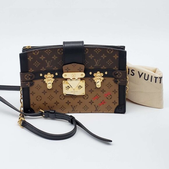 100% Auth Louis Vuitton Trunk Brown Monogram Canvas Shoulder Bag 1530-082224 - Picture 1 of 14